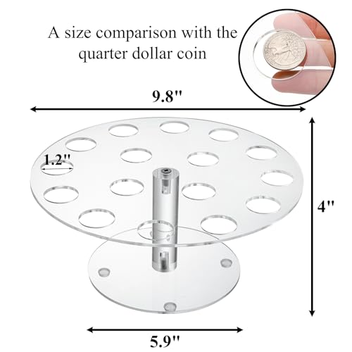 Peohud 2 Pack Ice Cream Cone Holder, 16 Holes Acrylic Ice Cream Cone Display Stand, Clear Waffle Hand Roll Sushi Display Rack for Weddings, Birthday Parties, Anniversaries, Round - Image 2
