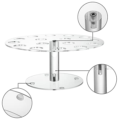 Peohud 2 Pack Ice Cream Cone Holder, 16 Holes Acrylic Ice Cream Cone Display Stand, Clear Waffle Hand Roll Sushi Display Rack for Weddings, Birthday Parties, Anniversaries, Round - Image 4