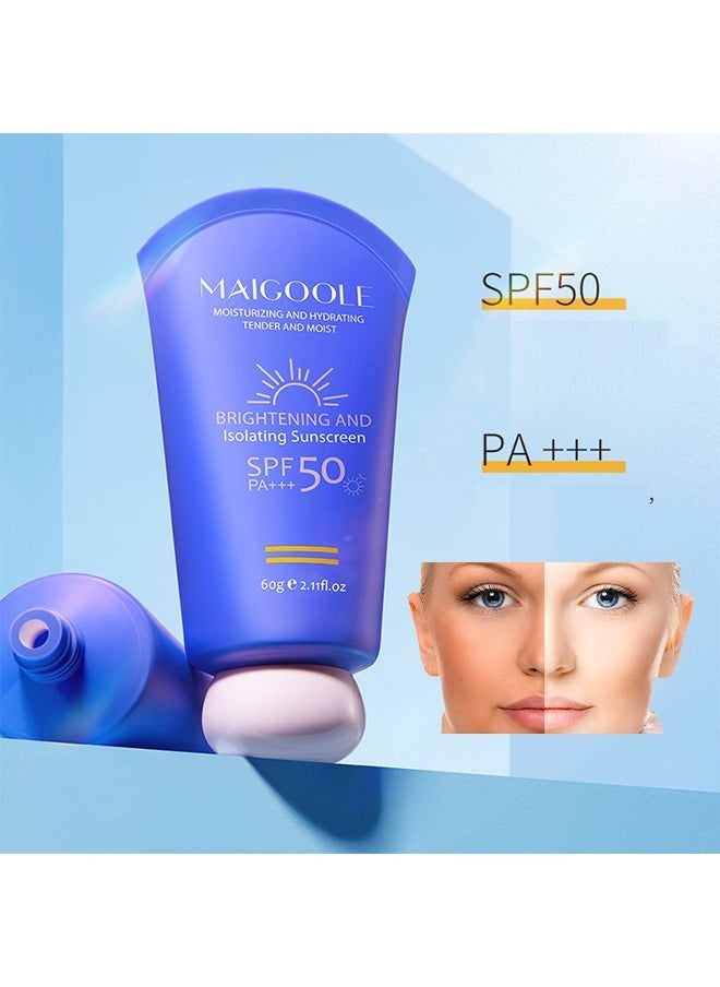 MAIGOOLE SPF 50+ Clean Isolation Moisturizing Protection Sunscreen Cream,PA+++Waterproof & Sweatproof Sunscreen, ​Uv Isolation Cream Moisturizing Sun Cream  ,Whitening Sunscreen Cream Isolating Sunscreen 60ml  - Image 2