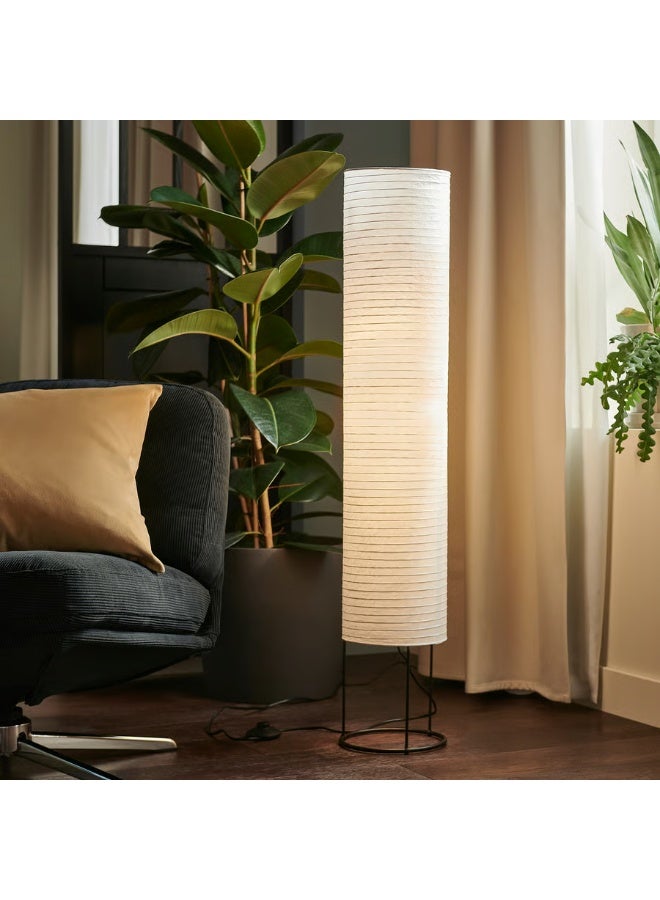 Selecto Hub Modern Floor Lamp, Sofa Side Standing Lamp, Metal Frame with Rice Paper Lampshade, White/black 112 cm - Image 1