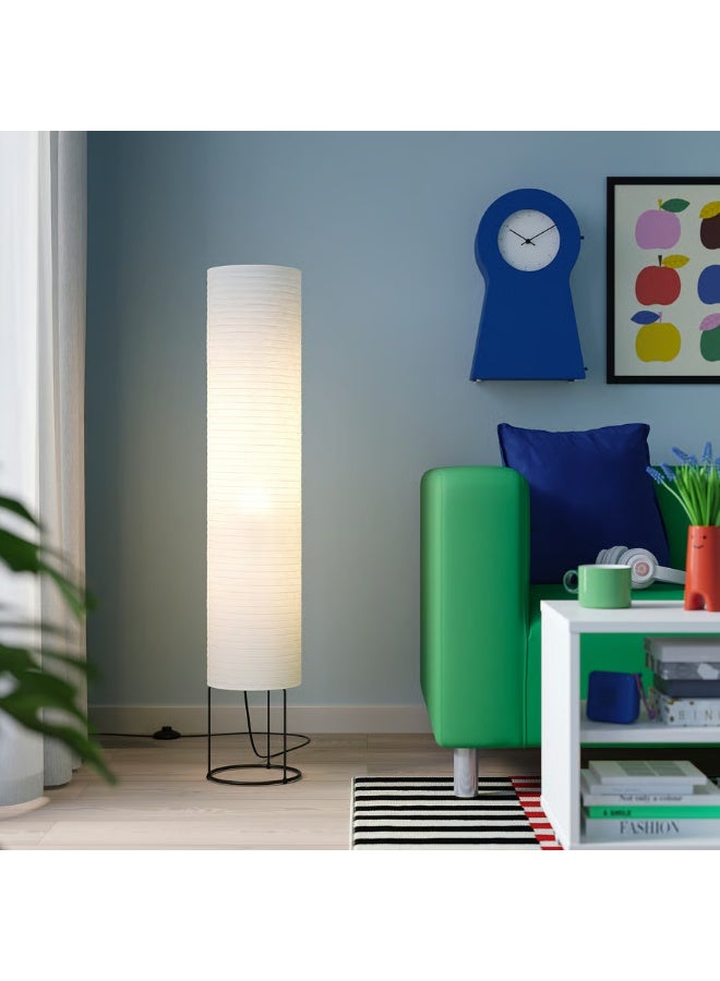 Selecto Hub Modern Floor Lamp, Sofa Side Standing Lamp, Metal Frame with Rice Paper Lampshade, White/black 112 cm - Image 3