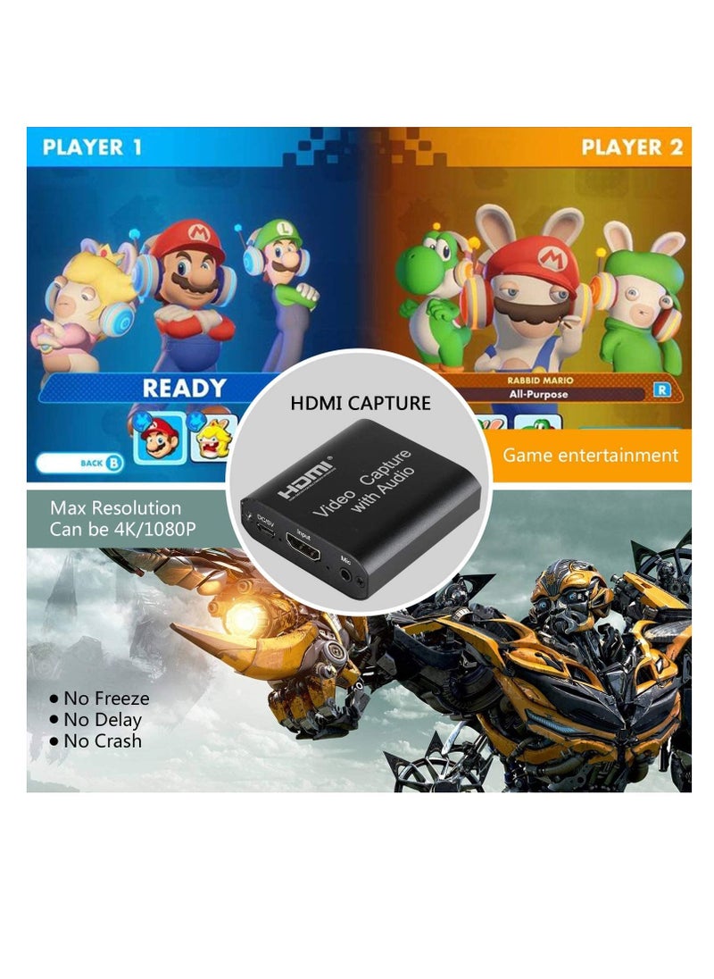 JOMILA - Video Capture Card 4K HDMI Video Capture Device with Loop Out Full HD 1080P Game Capture Video Recorder for Live Streaming Broadcasting or Video Conference - Image 1
