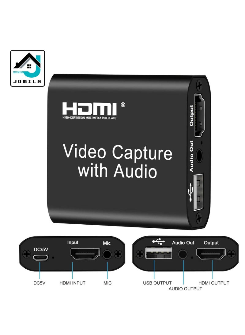 JOMILA - Video Capture Card 4K HDMI Video Capture Device with Loop Out Full HD 1080P Game Capture Video Recorder for Live Streaming Broadcasting or Video Conference - Image 1
