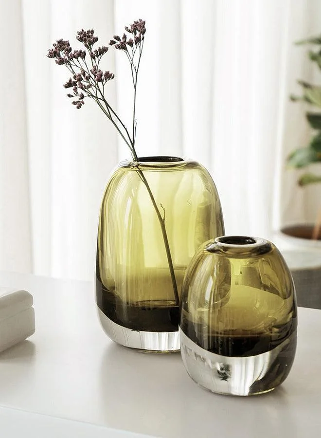 KNOT HOME Rainier Storms Designer Glass Vases (2pcs) Knot Home Designer Accessory for Bedroom Living Dining Room Office Area Décor