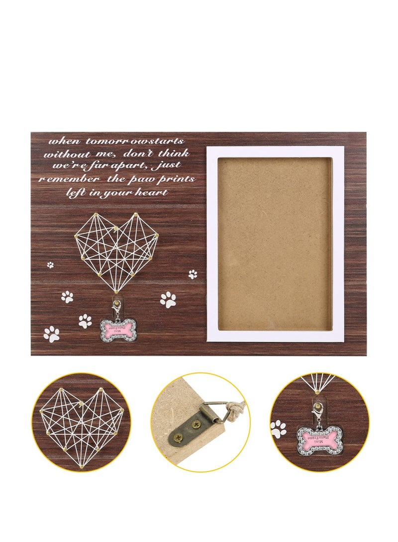 Excefore إطار صور تذكارية للحيوانات الأليفة، هدايا تذكارية للكلاب، إطار صور خشبي بحبل بطول 105 سم، هدايا تذكارية لفقدان الكلاب لمحبي الحيوانات الأليفة - Image 5