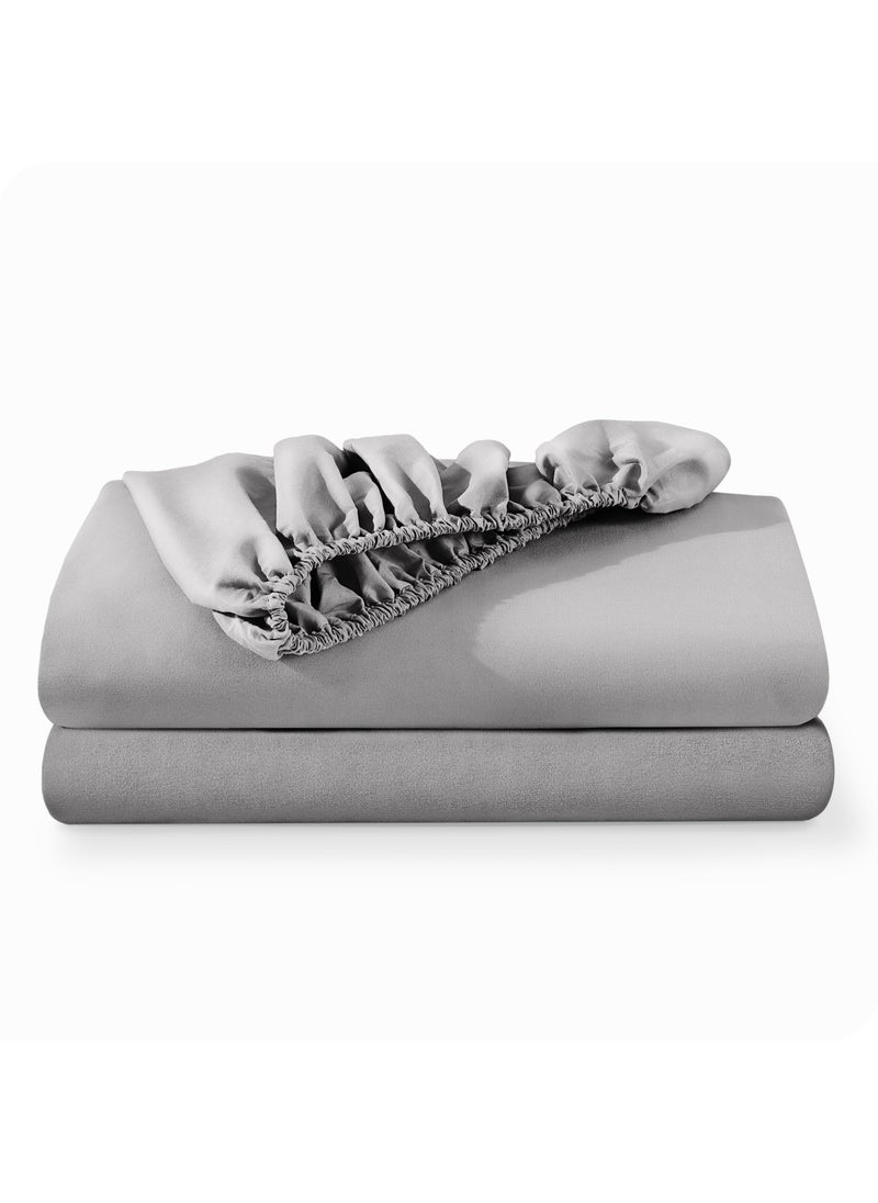 Bare Home Bare Home 2-Pack Fitted Bottom Sheets California King - Premium 1800 Ultra-Soft Wrinkle Resistant Microfiber - Deep Pocket (Cal King  Light Grey)  - Image 1
