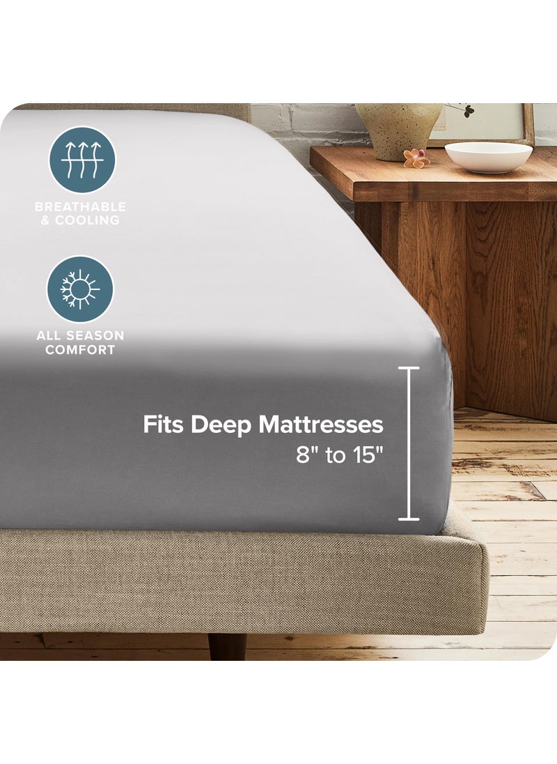 Bare Home Bare Home 2-Pack Fitted Bottom Sheets California King - Premium 1800 Ultra-Soft Wrinkle Resistant Microfiber - Deep Pocket (Cal King  Light Grey)  - Image 4