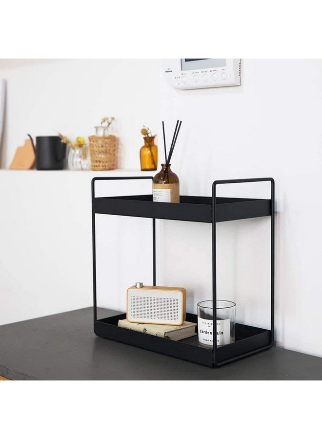 12FOR COLLECTION MULTIPUPOSE Bathroom Countertop Organizer, 2-Tier Vanity Tray Corner Shelf, Cosmetic Makeup Counter Standing Storage, Detachable Organizer Shelf Holder Kitchen Spice Rack, Black Metal - Image 4
