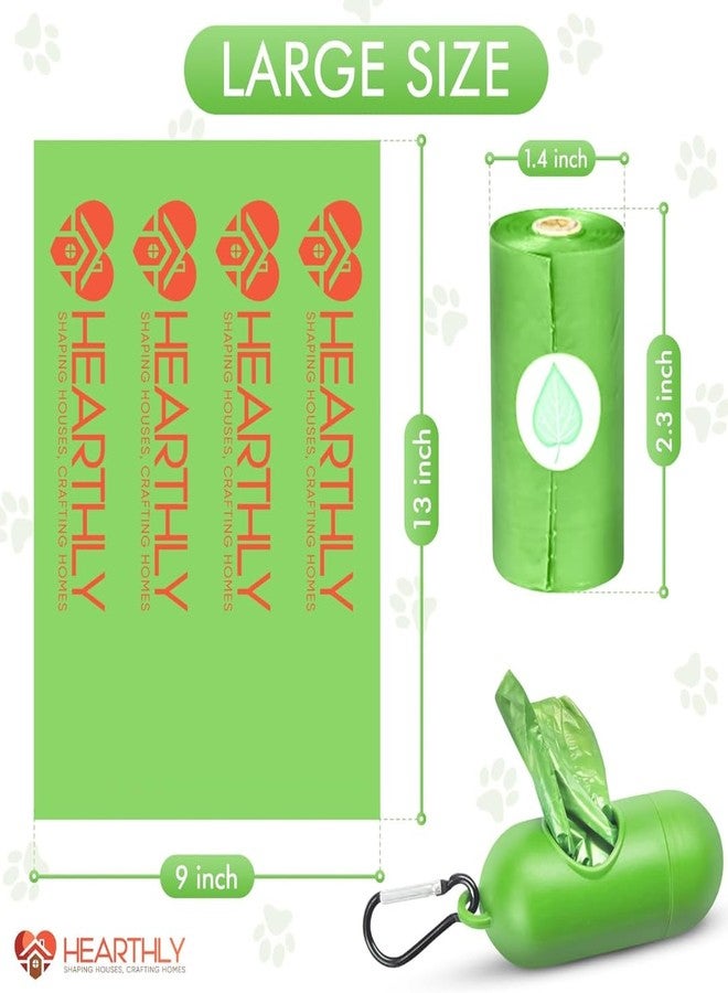 HEARTHLY Dog Poop Bags Rolls 360 Count Pack of 24 | Leak Proof and Extra Thick Dog Poop Bag Refill with Dispenser and Leash Clip| Cat litter Bags | Lavender Scented | Green (13 x 9 Inches) - Image 3