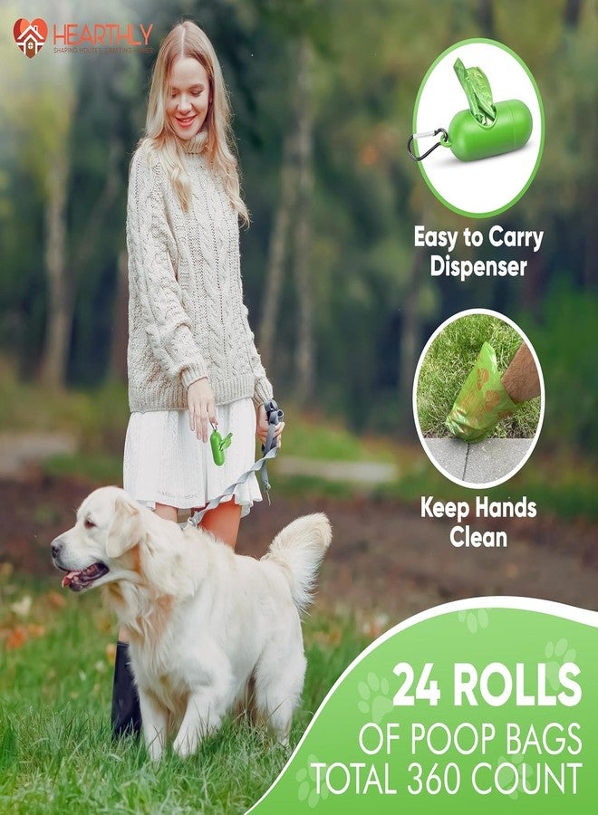 HEARTHLY Dog Poop Bags Rolls 360 Count Pack of 24 | Leak Proof and Extra Thick Dog Poop Bag Refill with Dispenser and Leash Clip| Cat litter Bags | Lavender Scented | Green (13 x 9 Inches) - Image 4