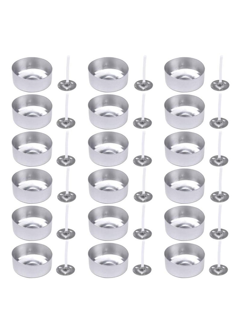 SYOSI Aluminum Tea Lights Cups 100 Pcs, Metal Tea Light Tins with 100 Pcs Candle Wicks Empty Case Candle Wax Containers for DIY Candles Making Supplies - Image 1