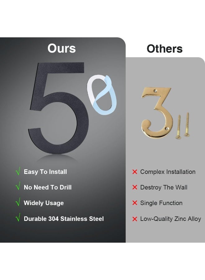 RATSAW House Numbers for Outside Large Self-adhesive House Numbers 6 Inch Stainless Steel House Number for Exterior House Address Garage Gate Street Farmhouse Garden Number 2 - Image 5