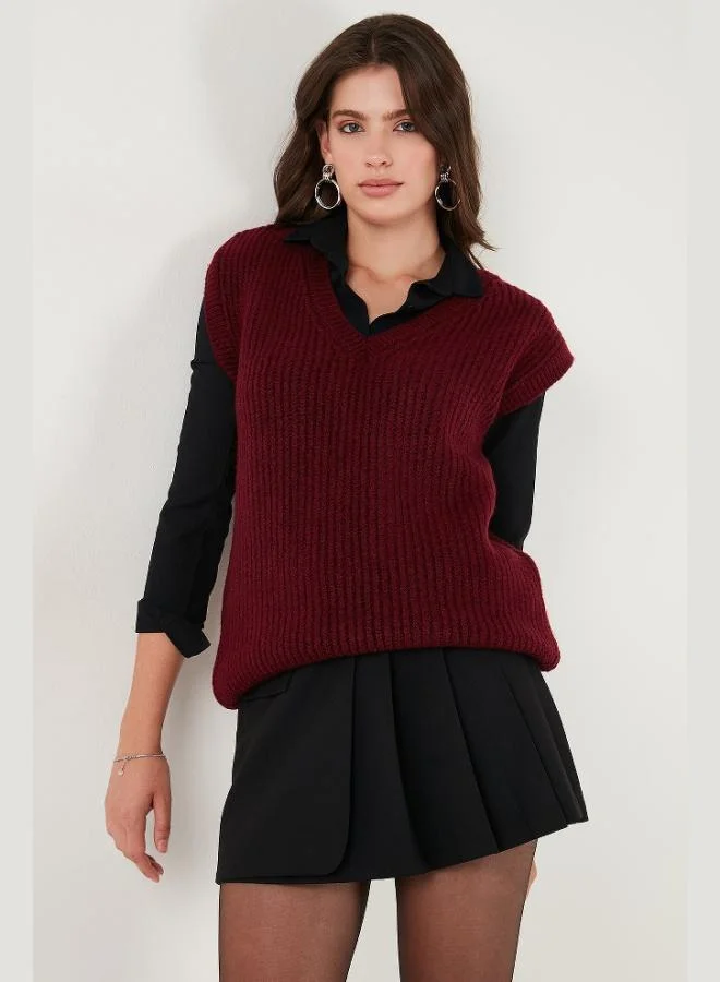 ليلا ليلا سترة نسائية محبوكة بياقة على شكل حرف