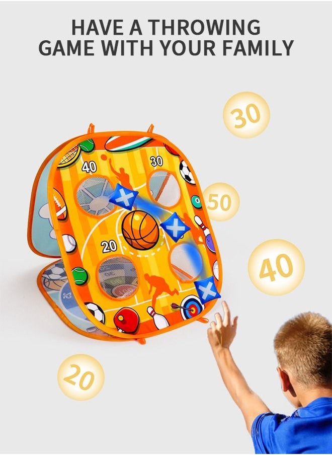 GROIC - Basketball Bean Bag Toss Game Kids Outdoor Toys,Double-Sided Foldable Cornhole Board Backyard Beach Yard Outdoor Toys for Toddler, Outside Lawn Party Activities Toy Gift for Boys Girls - Image 1