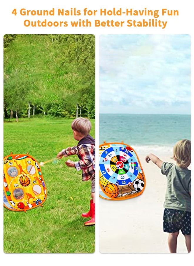 GROIC - Basketball Bean Bag Toss Game Kids Outdoor Toys,Double-Sided Foldable Cornhole Board Backyard Beach Yard Outdoor Toys for Toddler, Outside Lawn Party Activities Toy Gift for Boys Girls - Image 1