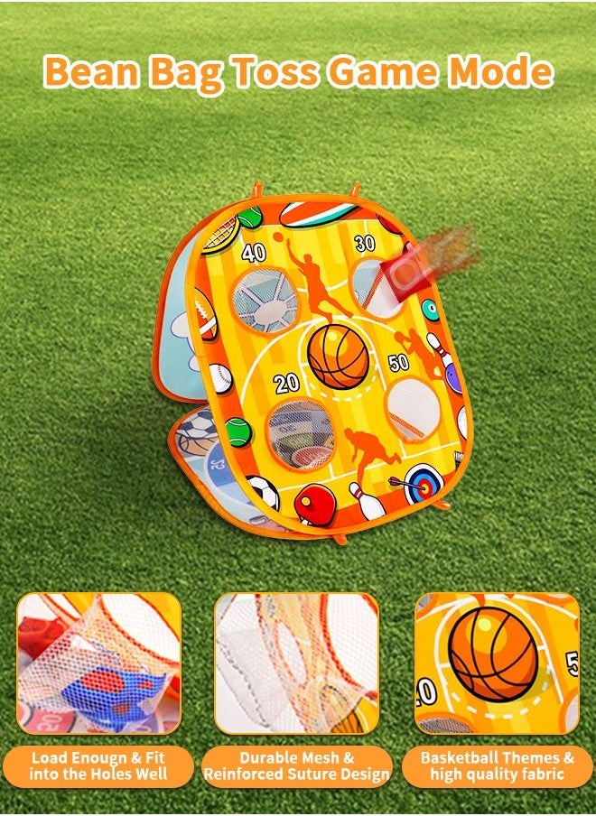 GROIC - Basketball Bean Bag Toss Game Kids Outdoor Toys,Double-Sided Foldable Cornhole Board Backyard Beach Yard Outdoor Toys for Toddler, Outside Lawn Party Activities Toy Gift for Boys Girls - Image 1