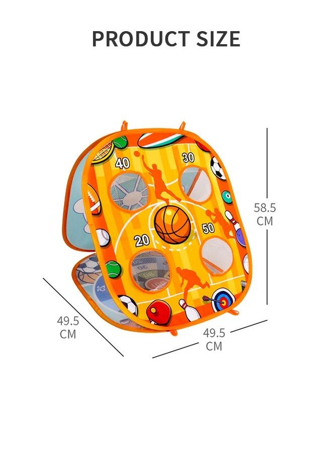 GROIC - Basketball Bean Bag Toss Game Kids Outdoor Toys,Double-Sided Foldable Cornhole Board Backyard Beach Yard Outdoor Toys for Toddler, Outside Lawn Party Activities Toy Gift for Boys Girls - Image 1