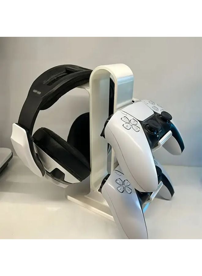 2 في 1 حامل متين لمنظم سطح المكتب للتحكم في اللعبة والسماعات الأبيض - Image 3