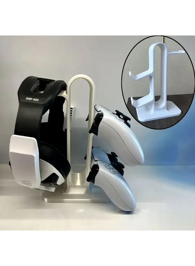 2 في 1 حامل متين لمنظم سطح المكتب للتحكم في اللعبة والسماعات الأبيض - Image 2