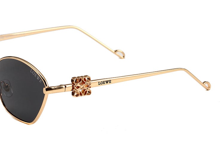 Loewe Anagram hexagonal sunglasses  in metal with a 3D LOEWE Anagram on the arm,Gold Frame Grey Lenses - Image 2