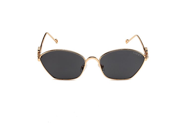 Loewe Anagram hexagonal sunglasses  in metal with a 3D LOEWE Anagram on the arm,Gold Frame Grey Lenses - Image 3