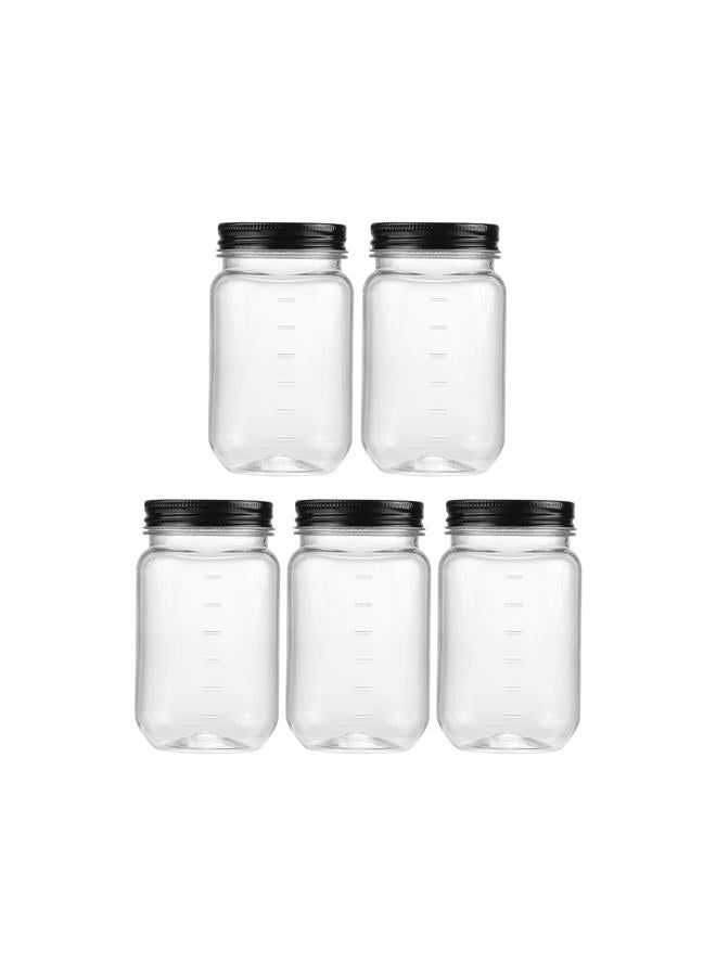 Novelinks 16 Ounce Clear Plastic Jars with Black Lids - Refillable Round Clear Containers Clear Jars Storage Containers for Kitchen & Household Storage - BPA Free (5 Pack) - Image 1