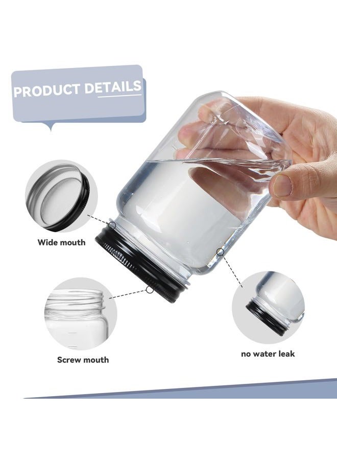 Novelinks 16 Ounce Clear Plastic Jars with Black Lids - Refillable Round Clear Containers Clear Jars Storage Containers for Kitchen & Household Storage - BPA Free (5 Pack) - Image 3
