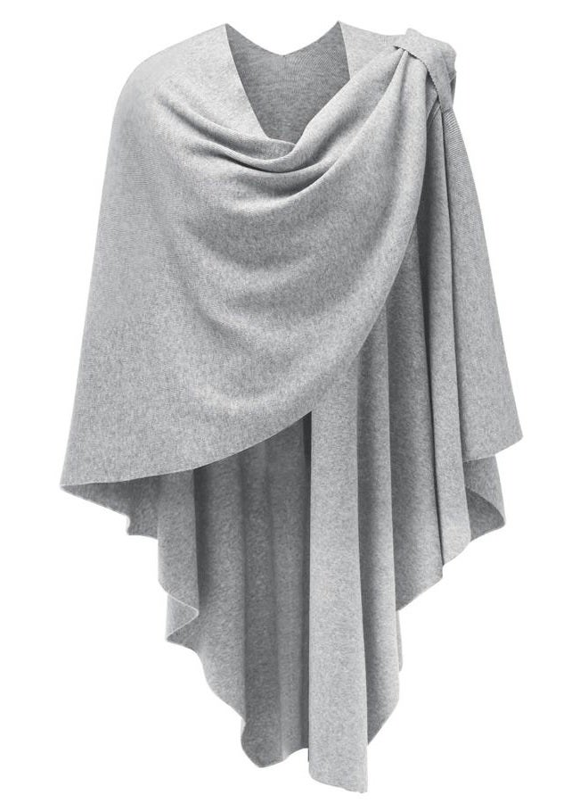 Puli Womens Large Cross Front Poncho Sweater Wrap Topper Knitted Elegant Shawls Cape for Fall Winter, 1-grey, One size - Image 1