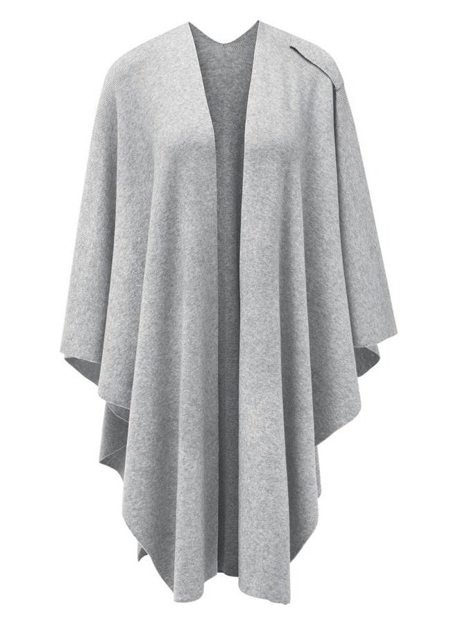 Puli Womens Large Cross Front Poncho Sweater Wrap Topper Knitted Elegant Shawls Cape for Fall Winter, 1-grey, One size - Image 4