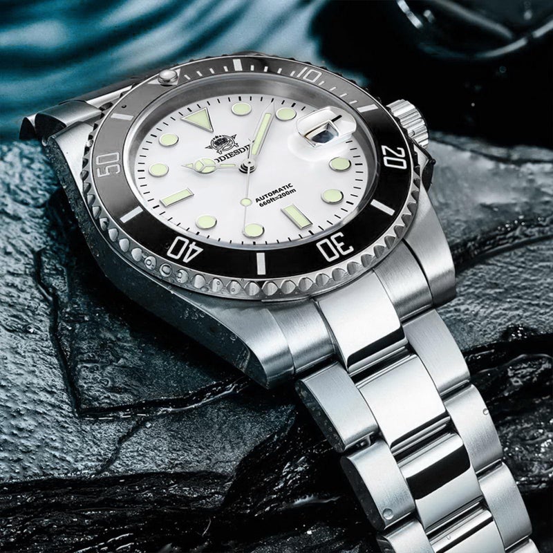 ADDIESDIVE ساعة يد أوتوماتيكية للرجال من ADDIESDIVE بحزام من الفولاذ المقاوم للصدأ NH35 ساعة غطس مضيئة 200M H3D - Image 5