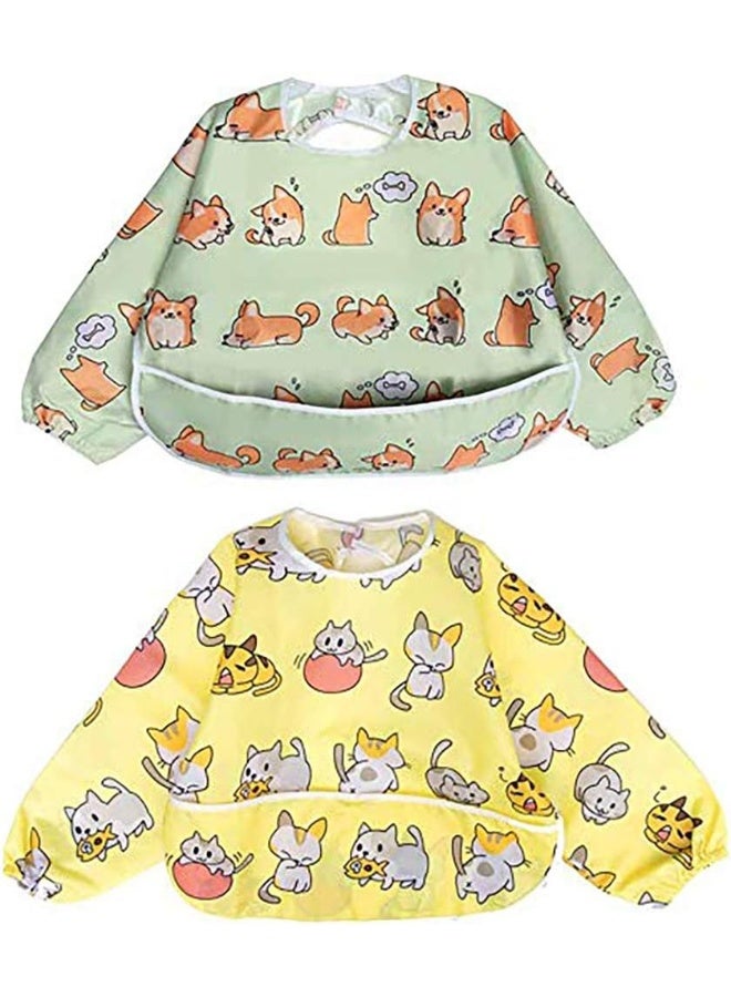 Little Dimsum Little Dimsum Long Sleeves Toddler Weaning Bibs | Sleeved Baby Waterproof Feeding Coverall Set | Catching Food & Wipe Clean 6-36 Months - Image 1