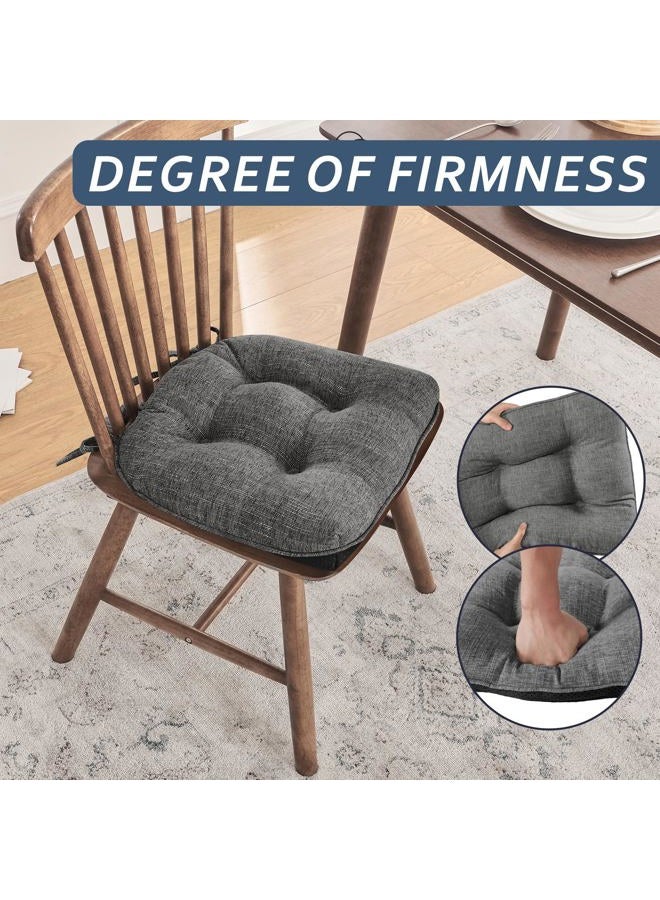Basic Beyond Chair Cushions for Dining Chairs 4 Pack, Memory Foam Seat Cushions for Dining Chairs with Non Slip Backing, 15.5 x 15.5 inches Tufted Kitchen Chair Pads with Ties(Charcoal) - Image 3