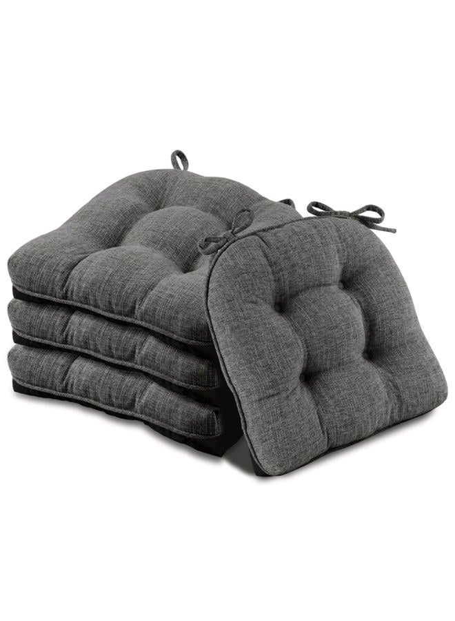Basic Beyond Chair Cushions for Dining Chairs 4 Pack, Memory Foam Seat Cushions for Dining Chairs with Non Slip Backing, 15.5 x 15.5 inches Tufted Kitchen Chair Pads with Ties(Charcoal) - Image 1