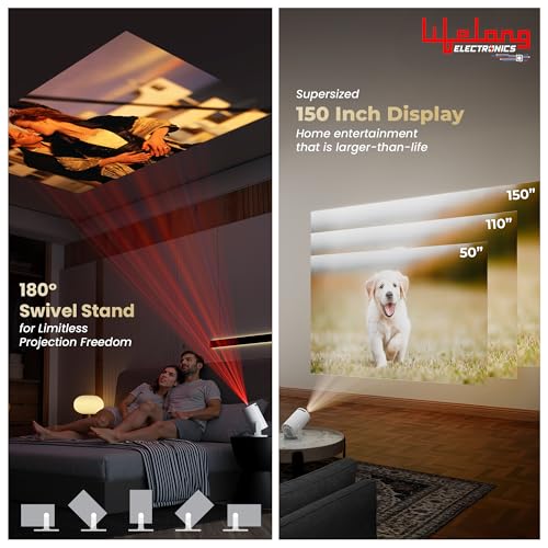 Lifelong Electronics Lightbeam Smart Projector | Android, 1080P& 4K Ultra Support, 3000 Lumens, 720p Native | for Room & Outdoors | All OTT Apps | WiFi/BT, Mirroring, USB, HDMI, 180°, Speakers - Image 2