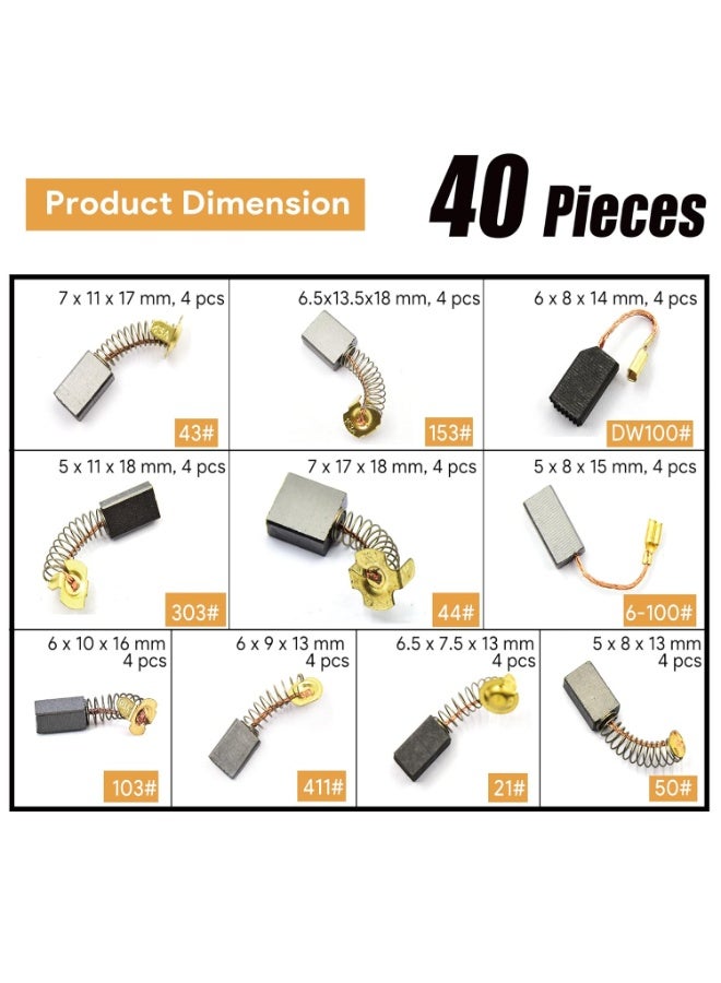 Luckam Electric Motor Carbon Brushes Set, 10 Sizes Replacement for Power Tools, Angle Grinders, Hammer Drills, Circular Saws, DIY Motor Maintenance & Repair (40 PCS,Black) - Image 3