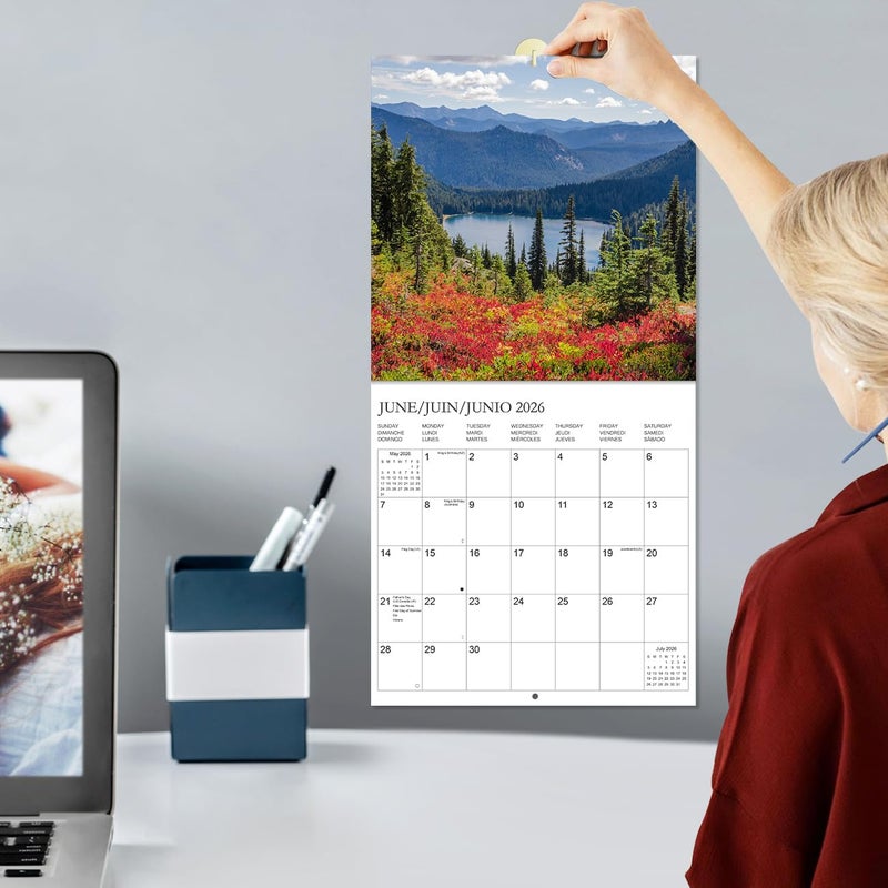 Tuun Fuplan Calendar 2026 - Wall Calendar from January 2026 to June 2027, 3 Languages(English,French,Spanish), 2026 Calendar with Holiday Marked, Premium Paper for Organizing, 12'' x 12'', National Park- A - Image 5