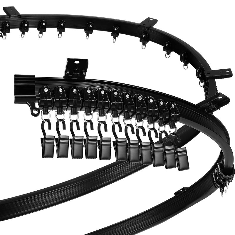 Jetec Curved Ceiling Curtain Track 10 m 328 ft Bendable Mount for Curtain Rail Bunk Bed Bay Window Room Divider Flexible Straight Black
