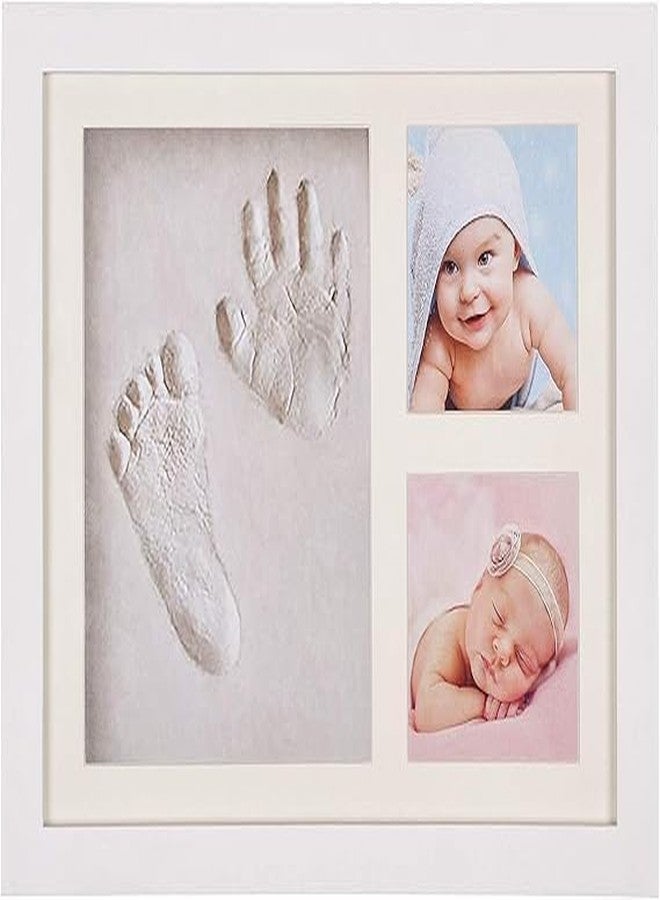 RASOFAB ZWERLIN Baby Handprint and Footprint Kit, Clay Photo Frame with Name Stamp, White, Newborn Keepsake - Image 1
