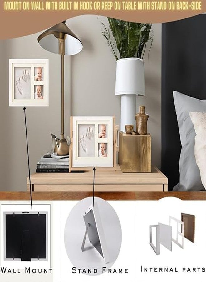 RASOFAB ZWERLIN Baby Handprint and Footprint Kit, Clay Photo Frame with Name Stamp, White, Newborn Keepsake - Image 5