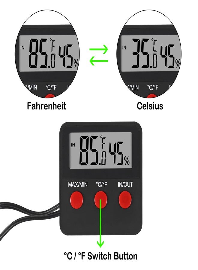 AITIAO 3PCS Digital Reptile Thermometer and Humidity Gauge Remote Probes Reptile Terrarium Thermometer Hygrometer Indoor Outdoor Temperature and Hygrometer Gauge - Image 2
