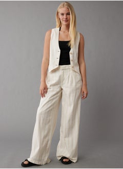 AE Linen-Blend Striped Waistcoat Vest