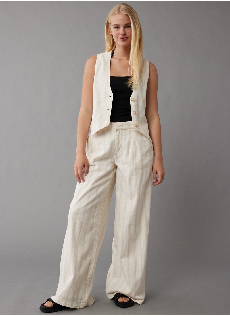 American Eagle - AE Linen-Blend Striped Waistcoat Vest - Image 1