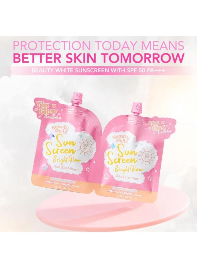 You Glow Babe 2PC COMBO Beauty White Sunscreen SPF50 PA+ – Brightening Hydrating Face Sun Protection Cream with Lightweight Smooth Finish - Image 4