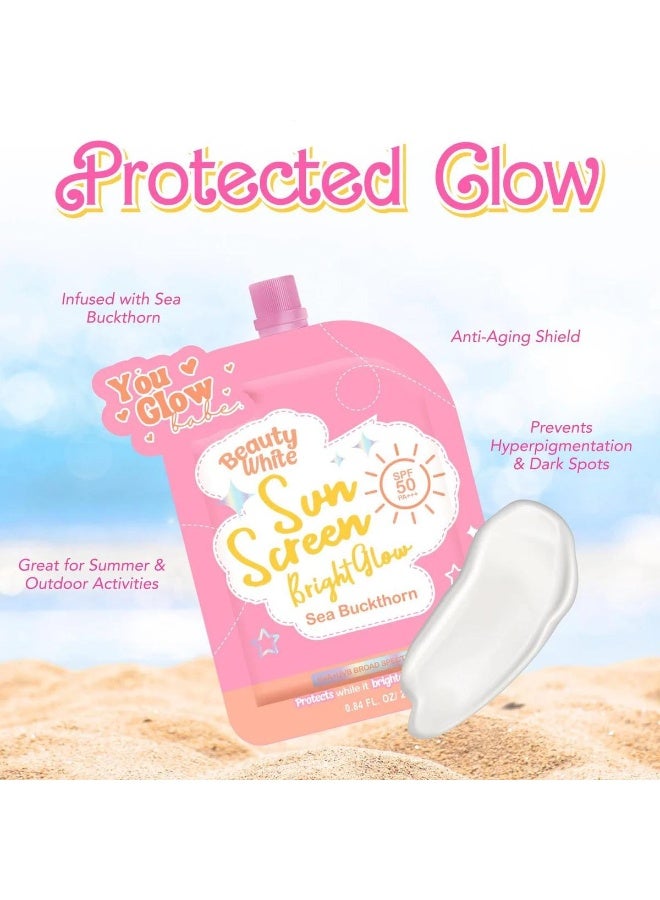 You Glow Babe 2PC COMBO Beauty White Sunscreen SPF50 PA+ – Brightening Hydrating Face Sun Protection Cream with Lightweight Smooth Finish - Image 2