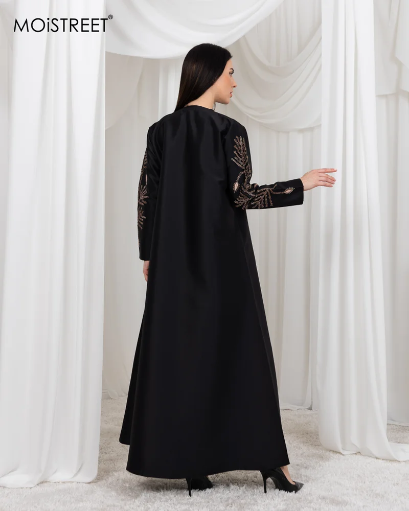 Moistreet  MOiSTREET Bridal Satin Embroidery Abaya for Women | Best Price UAE