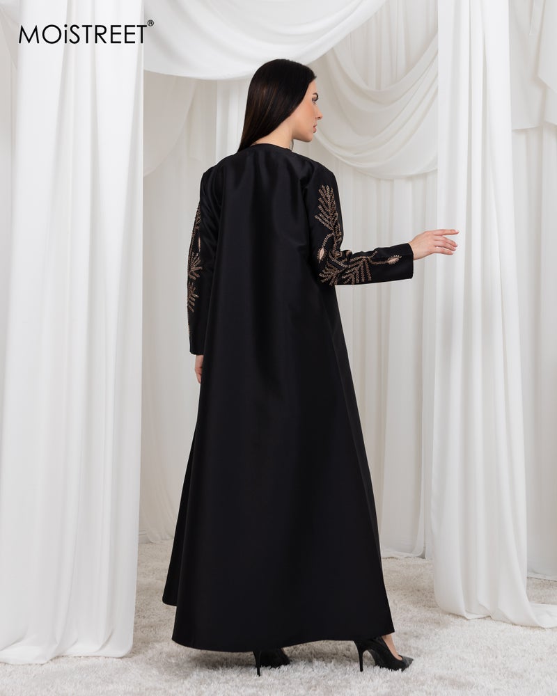 MOiSTREET Bridal Satin Embroidery Abaya - Image 4