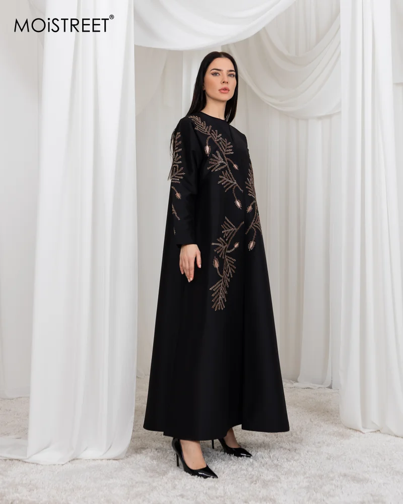 Moistreet MOiSTREET Bridal Satin Embroidery Abaya