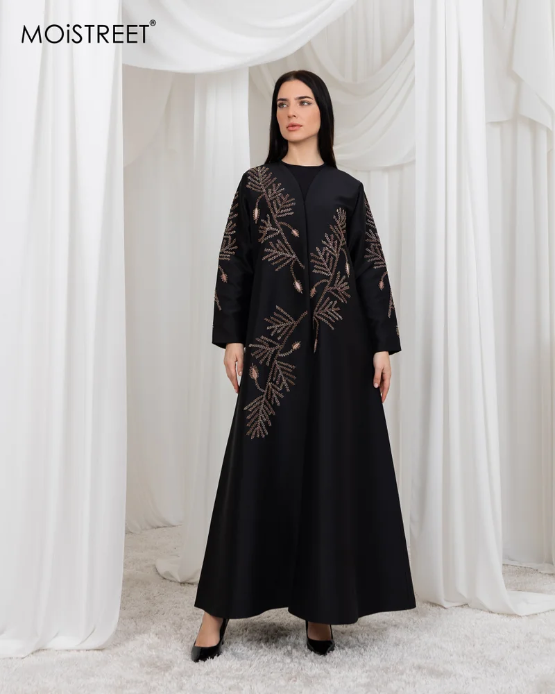 Moistreet MOiSTREET Bridal Satin Embroidery Abaya