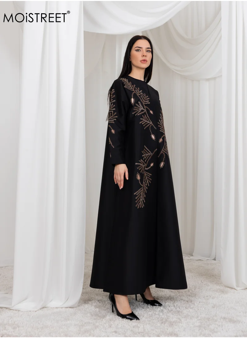 Moistreet MOiSTREET Bridal Satin Embroidery Abaya