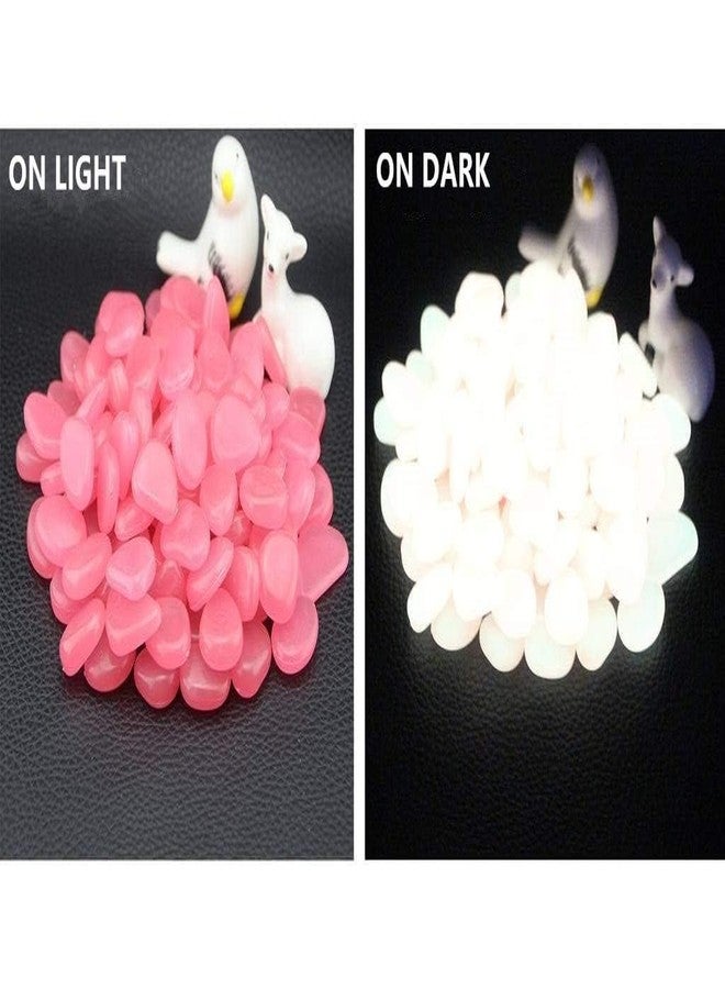 chic style 1100PCS Glow Stones Glowing in The Dark Pebbles Outdoor Decor Fish Tank Walkway Gravel Rocks Decoration (Pink) - Image 2